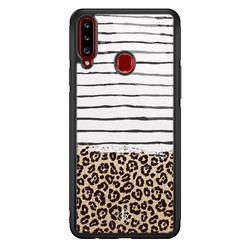 Casimoda Samsung Galaxy A20s glazen hardcase - Leopard lines