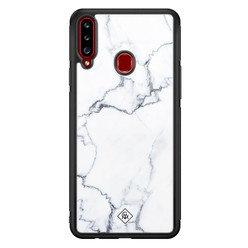 Casimoda Samsung Galaxy A20s glazen hardcase - Marmer grijs