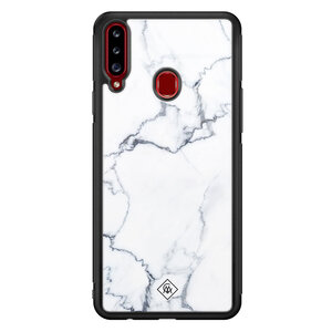 Casimoda Samsung Galaxy A20s glazen hardcase - Marmer grijs