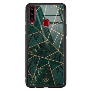 Casimoda Samsung Galaxy A20s glazen hardcase - Abstract groen