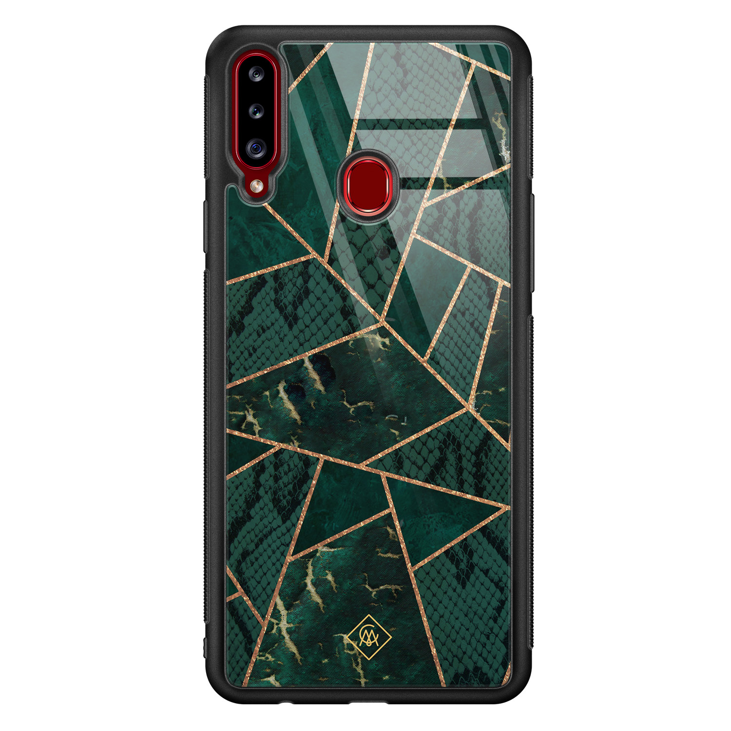 Samsung Galaxy A20s glazen hardcase Abstract groen
