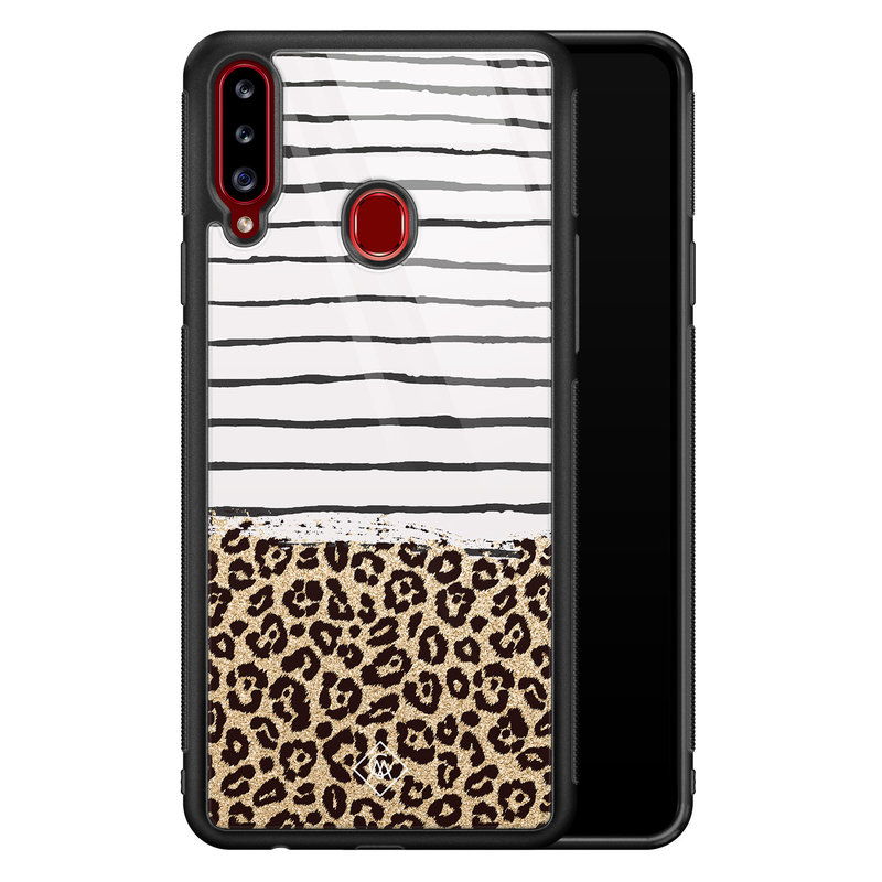 Casimoda Samsung Galaxy A20s glazen hardcase - Leopard lines