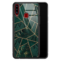 Casimoda Samsung Galaxy A20s glazen hardcase - Abstract groen