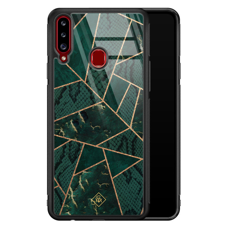 Casimoda Samsung Galaxy A20s glazen hardcase - Abstract groen
