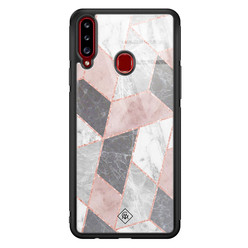 Casimoda Samsung Galaxy A20s glazen hardcase - Stone grid