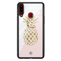 Casimoda Samsung Galaxy A20s glazen hardcase - Ananas