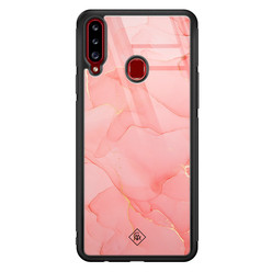 Casimoda Samsung Galaxy A20s glazen hardcase - Marmer roze