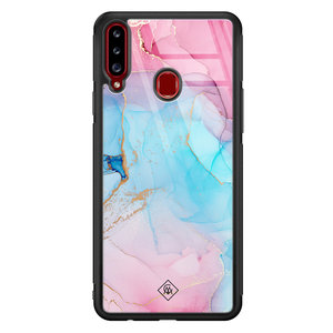 Casimoda Samsung Galaxy A20s glazen hardcase - Marble colorbomb