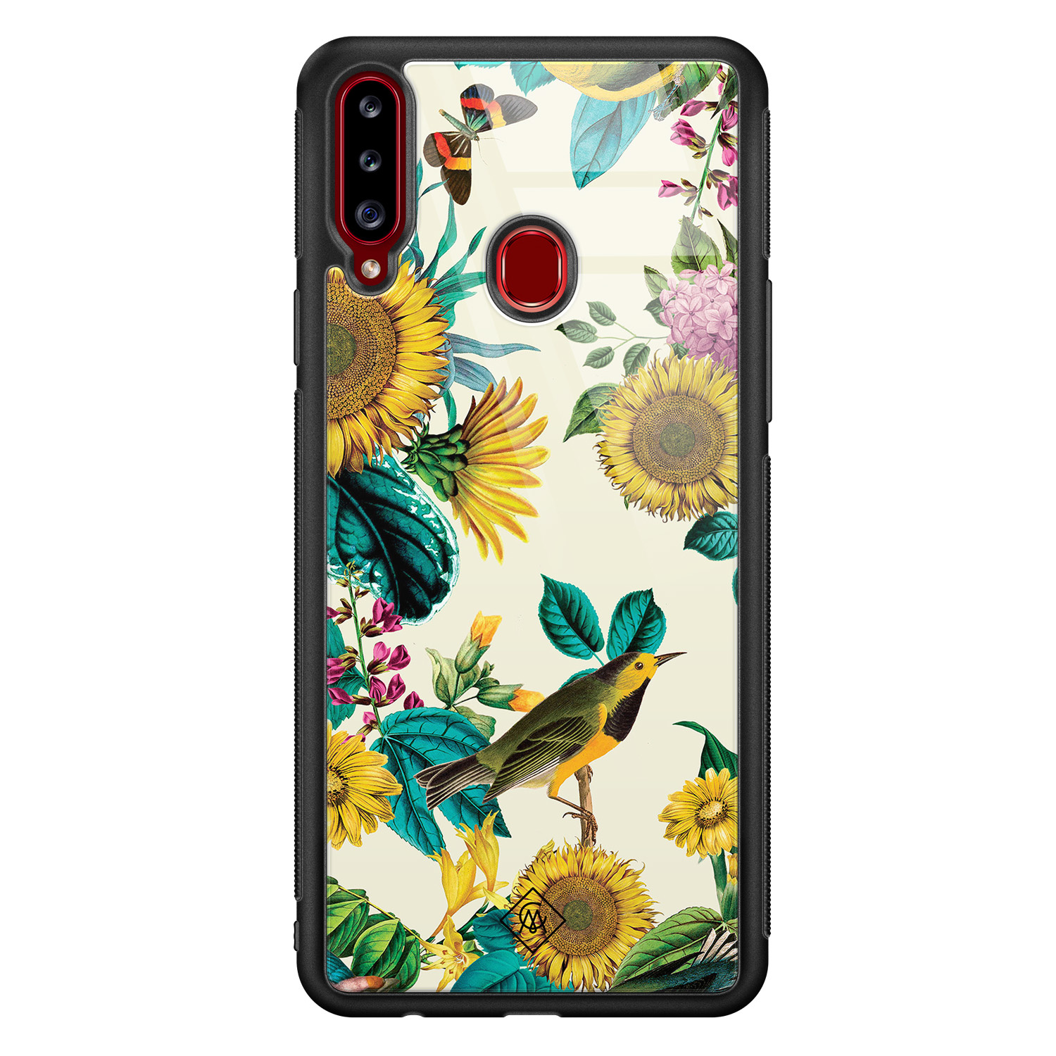 Samsung Galaxy A20s glazen hardcase - Sunflowers