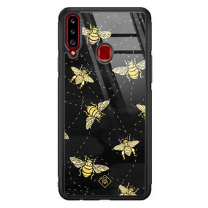 Casimoda Samsung Galaxy A20s glazen hardcase - Bee yourself