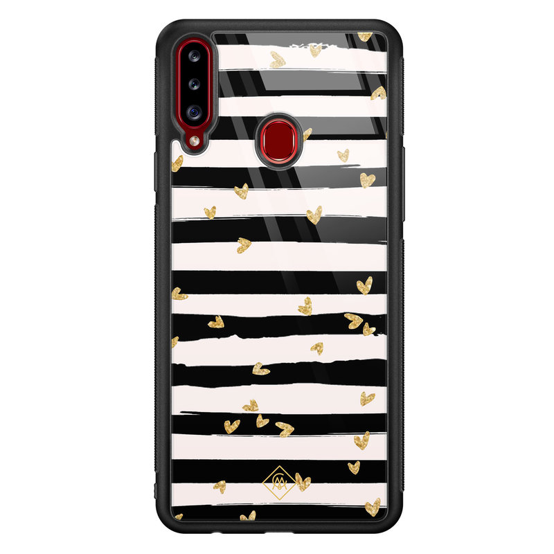 Casimoda Samsung Galaxy A20s glazen hardcase - Hart streepjes