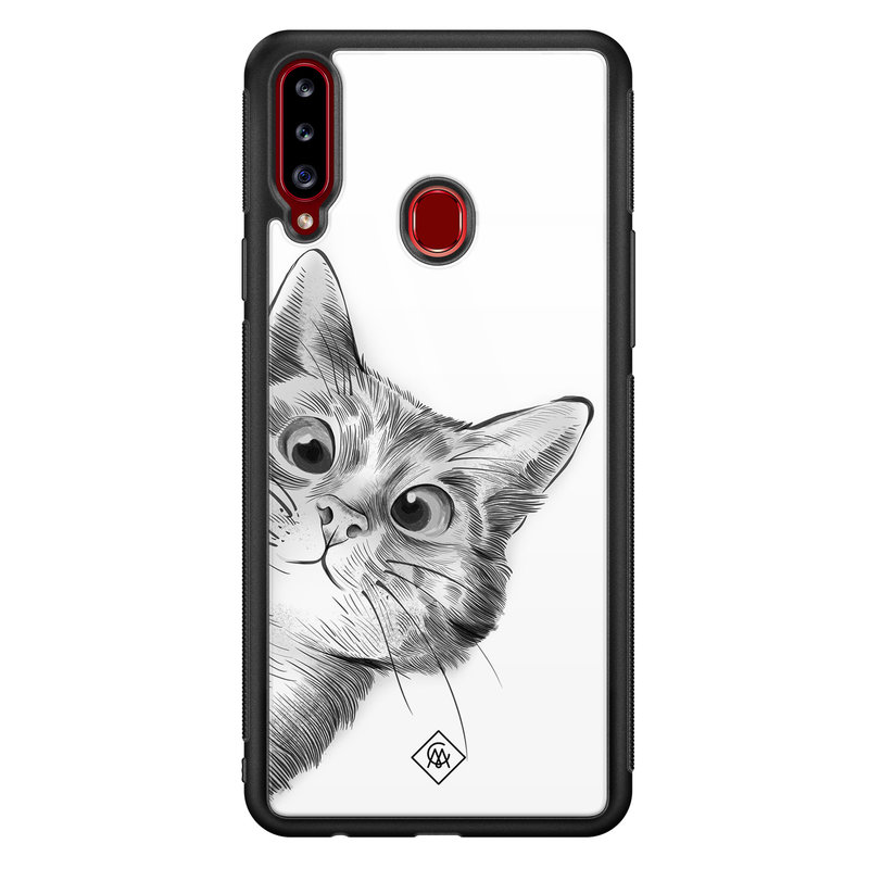 Casimoda Samsung Galaxy A20s glazen hardcase - Peekaboo