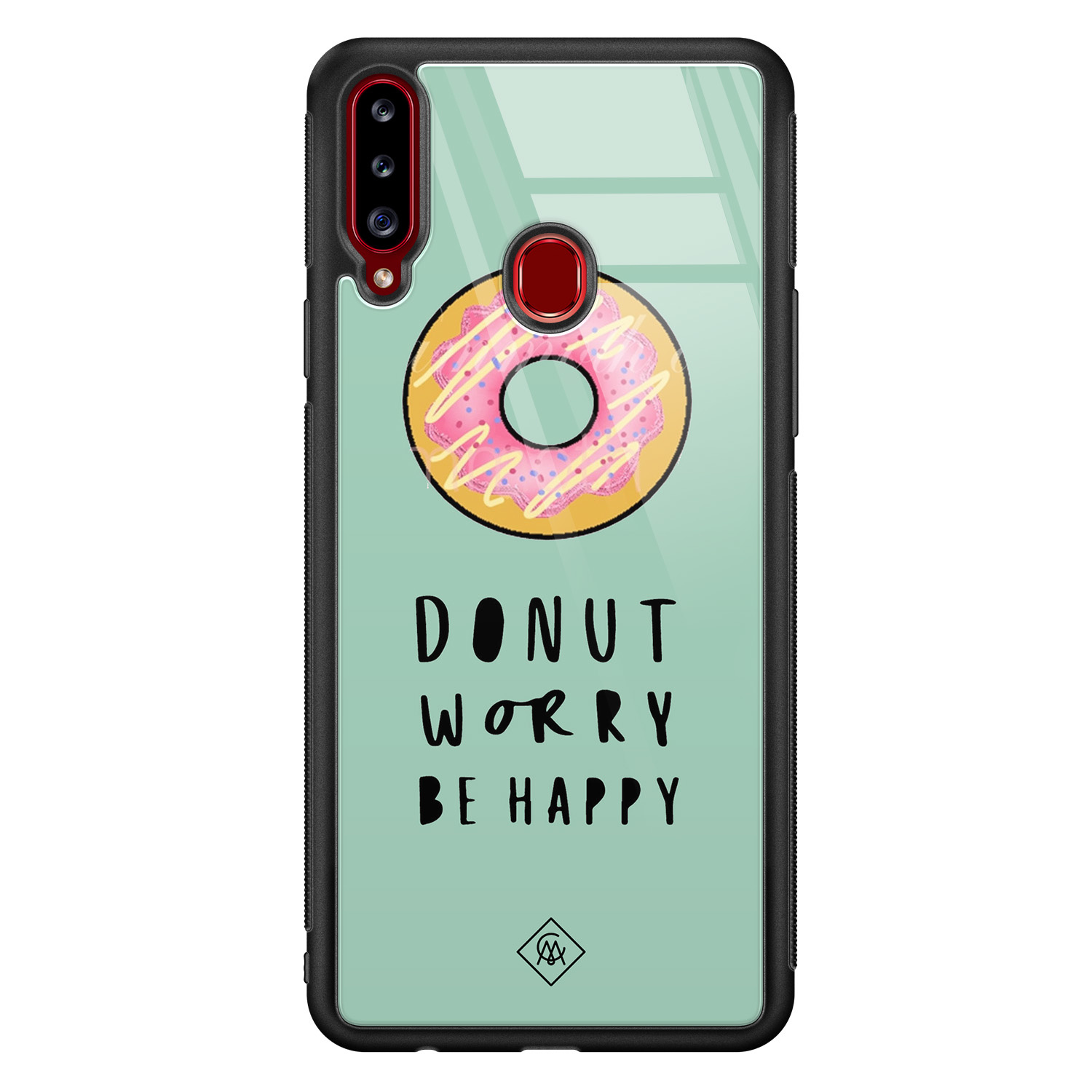 Samsung Galaxy A20s glazen hardcase Donut worry
