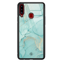 Casimoda Samsung Galaxy A20s glazen hardcase - Touch of mint