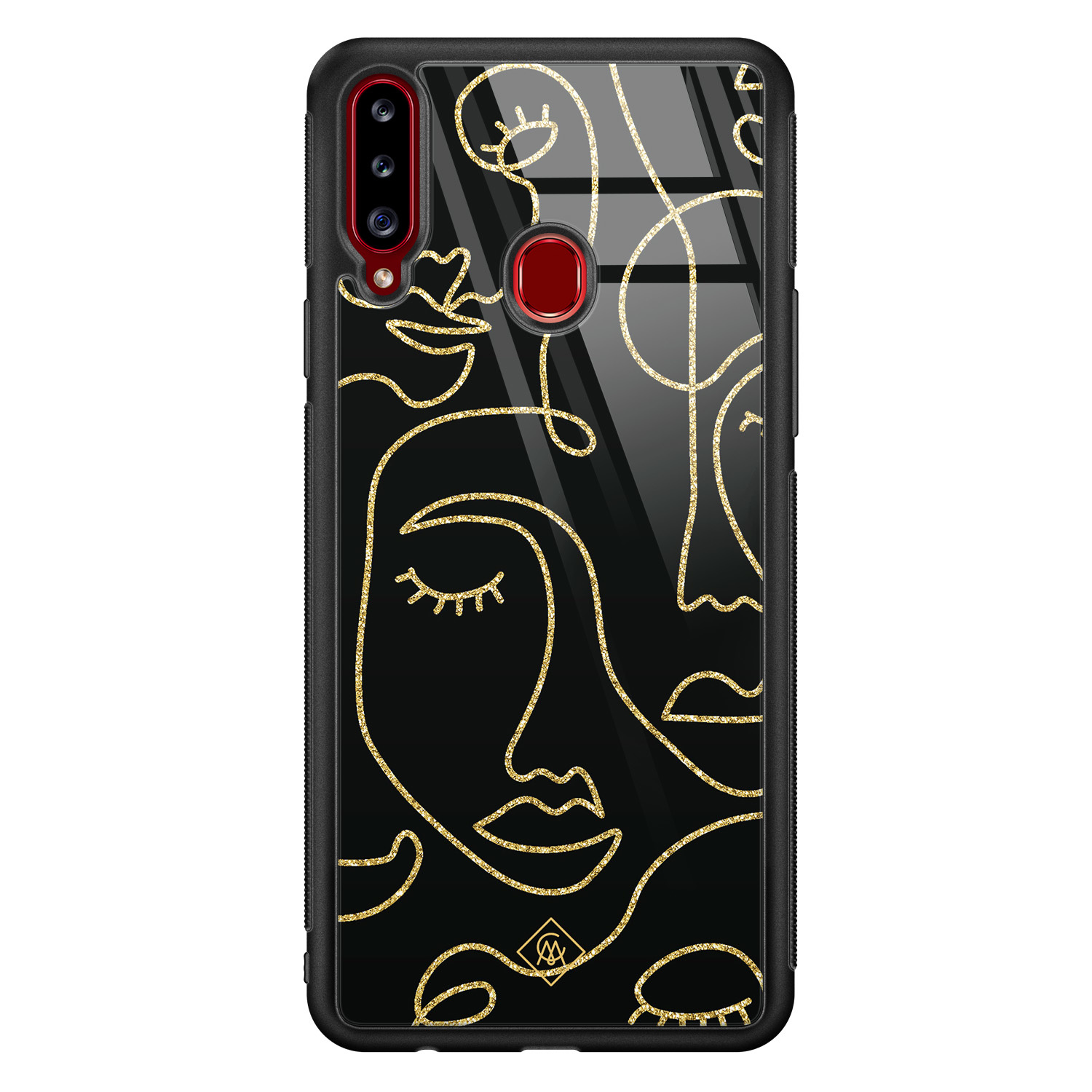 Samsung Galaxy A20s glazen hardcase Abstract faces