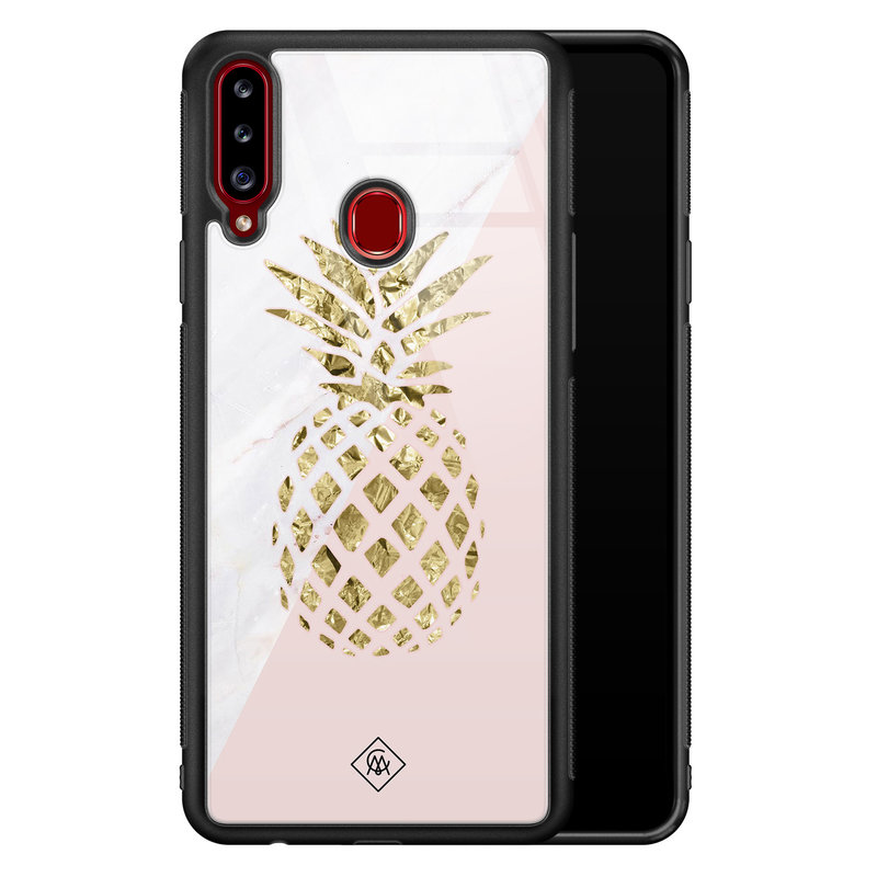 Casimoda Samsung Galaxy A20s glazen hardcase - Ananas