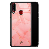 Casimoda Samsung Galaxy A20s glazen hardcase - Marmer roze