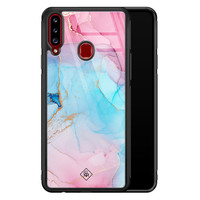 Casimoda Samsung Galaxy A20s glazen hardcase - Marble colorbomb