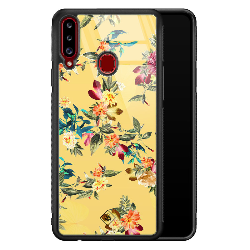 Casimoda Samsung Galaxy A20s glazen hardcase - Florals for days