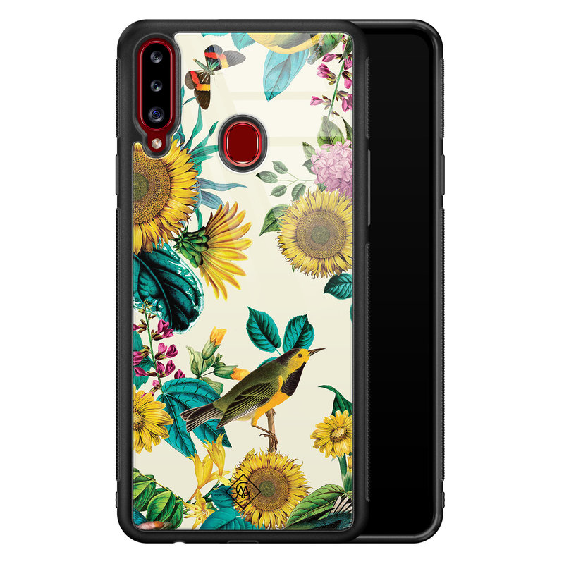 Casimoda Samsung Galaxy A20s glazen hardcase - Sunflowers