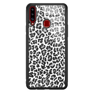Casimoda Samsung Galaxy A20s glazen hardcase - Luipaard grijs