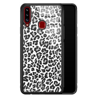 Casimoda Samsung Galaxy A20s glazen hardcase - Luipaard grijs