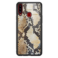 Casimoda Samsung Galaxy A20s glazen hardcase - Golden snake