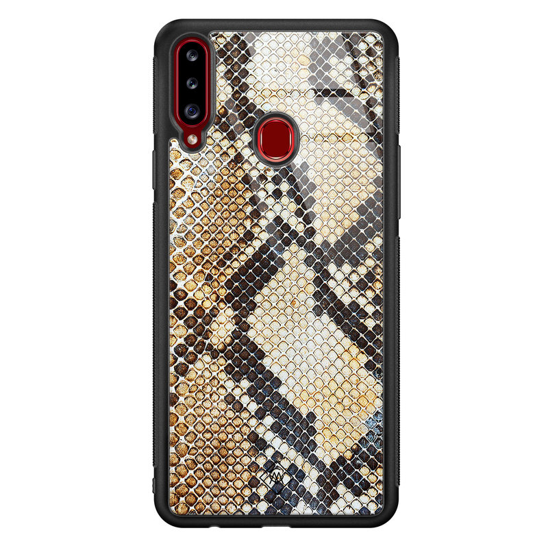 Casimoda Samsung Galaxy A20s glazen hardcase - Golden snake