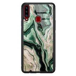 Casimoda Samsung Galaxy A20s glazen hardcase - Green waves