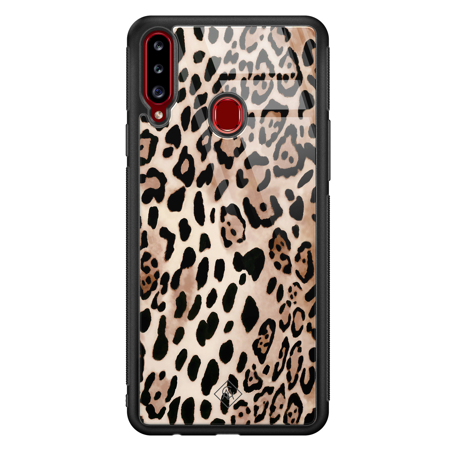 Samsung Galaxy A20s glazen hardcase Golden wildcat