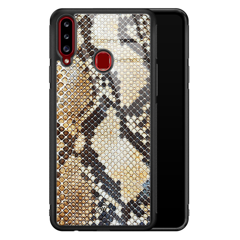 Casimoda Samsung Galaxy A20s glazen hardcase - Golden snake