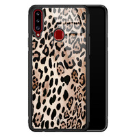 Casimoda Samsung Galaxy A20s glazen hardcase - Golden wildcat