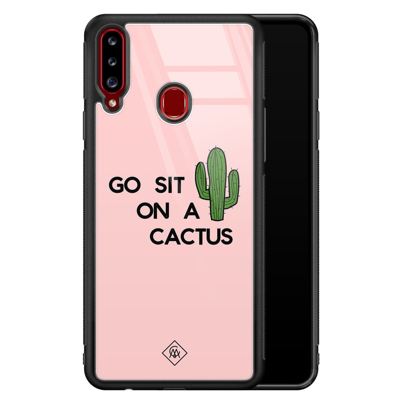 Casimoda Samsung Galaxy A20s glazen hardcase - Go sit on a cactus