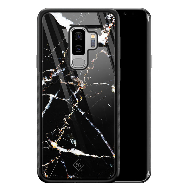 Casimoda Samsung Galaxy S9 Plus glazen hardcase - Marmer zwart