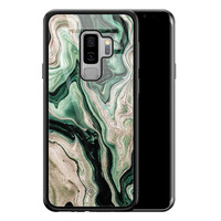 Casimoda Samsung Galaxy S9 Plus glazen hardcase - Green waves