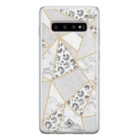 Casimoda Samsung Galaxy S10 siliconen telefoonhoesje - Stone & leopard print