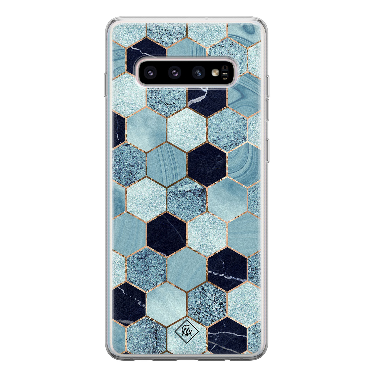 Samsung Galaxy S10 siliconen hoesje - Blue cubes