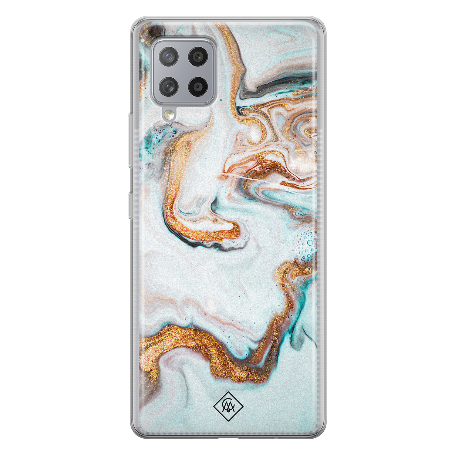 Samsung Galaxy A42 siliconen hoesje Marmer blauw goud