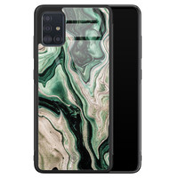 Casimoda Samsung Galaxy A71 glazen hardcase - Green waves