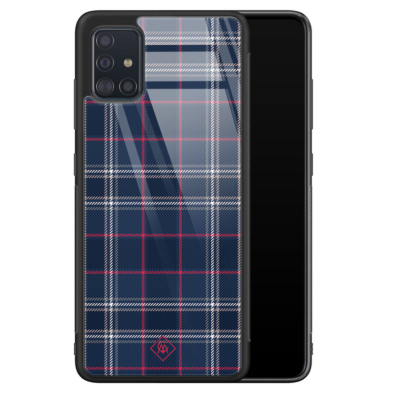 Casimoda Samsung Galaxy A71 glazen hardcase - Tartan blauw