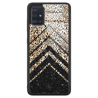 Casimoda Samsung Galaxy A71 glazen hardcase - Chevron luipaard