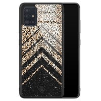 Casimoda Samsung Galaxy A71 glazen hardcase - Chevron luipaard