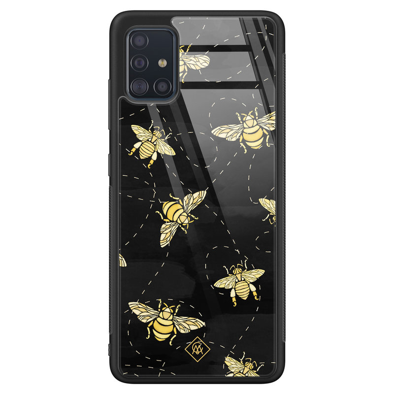 Casimoda Samsung Galaxy A71 glazen hardcase - Bee yourself