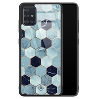 Casimoda Samsung Galaxy A71 glazen hardcase - Blue cubes