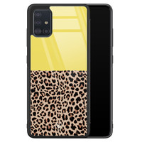 Casimoda Samsung Galaxy A71 glazen hardcase - Luipaard geel