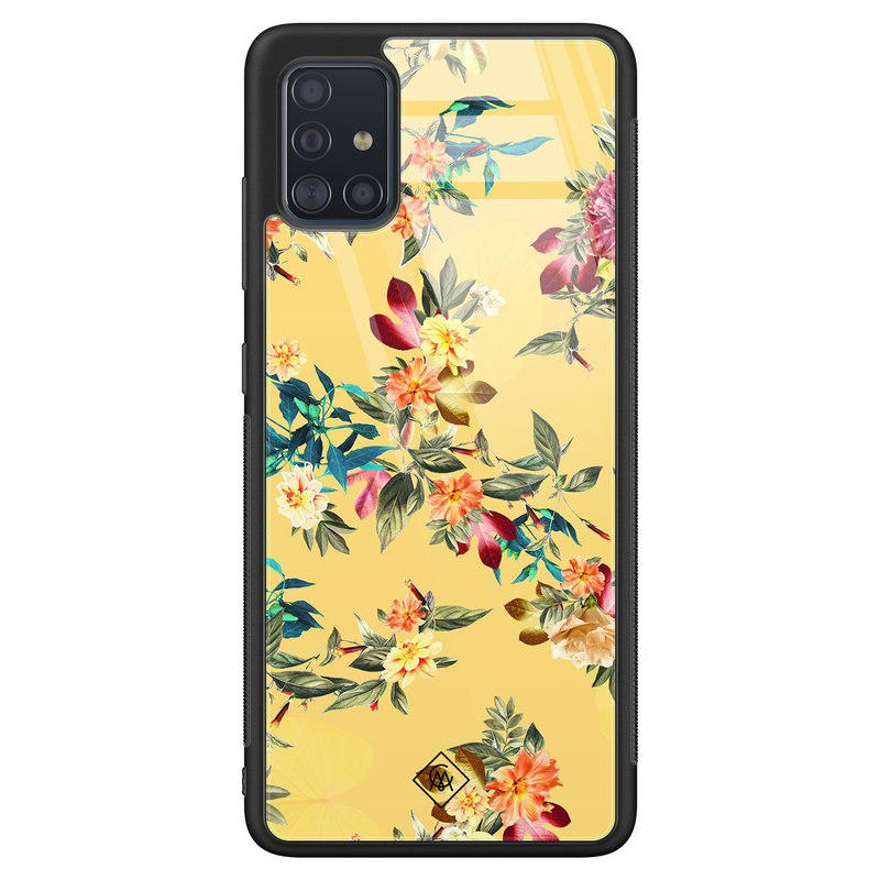 Casimoda Samsung Galaxy A71 glazen hardcase - Florals for days