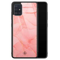 Casimoda Samsung Galaxy A71 glazen hardcase - Marmer roze