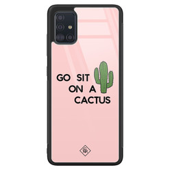 Casimoda Samsung Galaxy A71 glazen hardcase - Go sit on a cactus