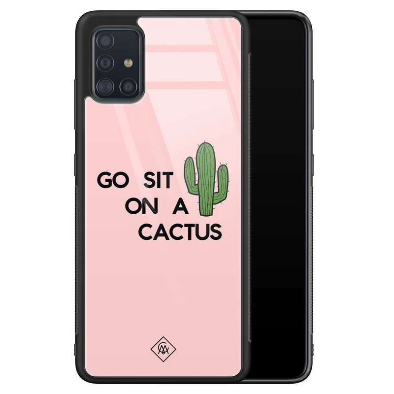 Casimoda Samsung Galaxy A71 glazen hardcase - Go sit on a cactus