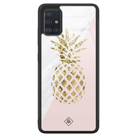 Casimoda Samsung Galaxy A71 glazen hardcase - Ananas